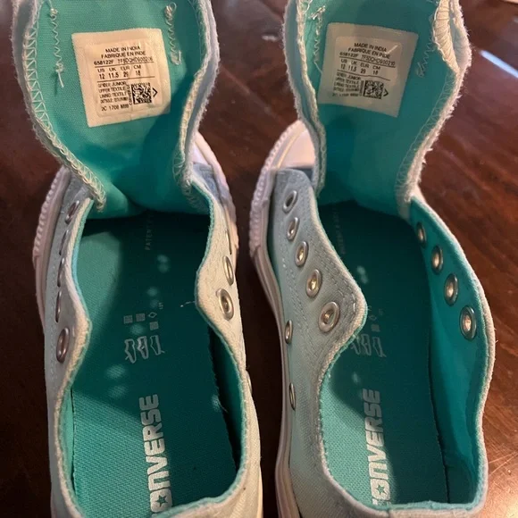 Converse Kids Light Blue  green Canvas Sneakers - Picture 4 of 6